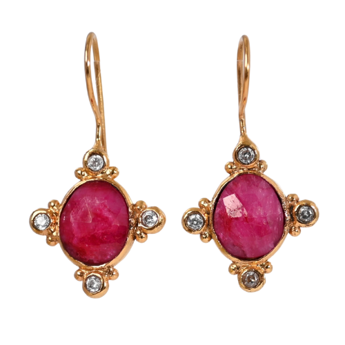 Euro Gold Gemstone Earring A373