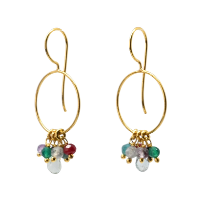Euro Gold Double Fan Drop Earrings A193