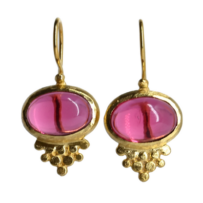 Euro Gold gemstone earrings - A238