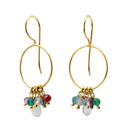 Euro Gold Double Fan Drop Earrings A193