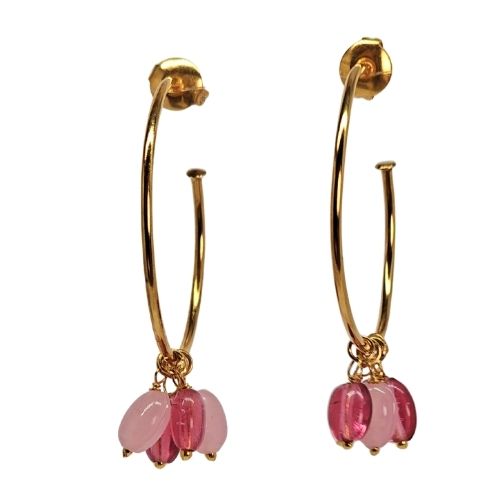 Euro Gold Gem DROP Hoop Earrings A315