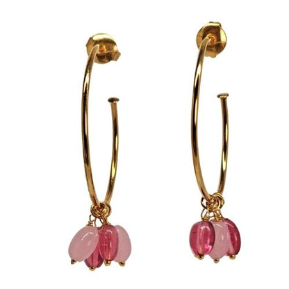 Euro Gold Gem DROP Hoop Earrings A315