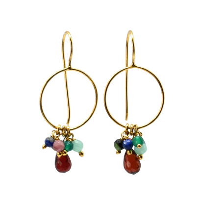 Euro Gold Double Fan Drop Earrings A193