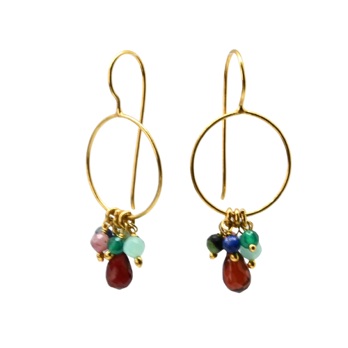 Euro Gold Double Fan Drop Earrings A193