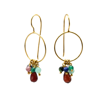 Euro Gold Double Fan Drop Earrings A193