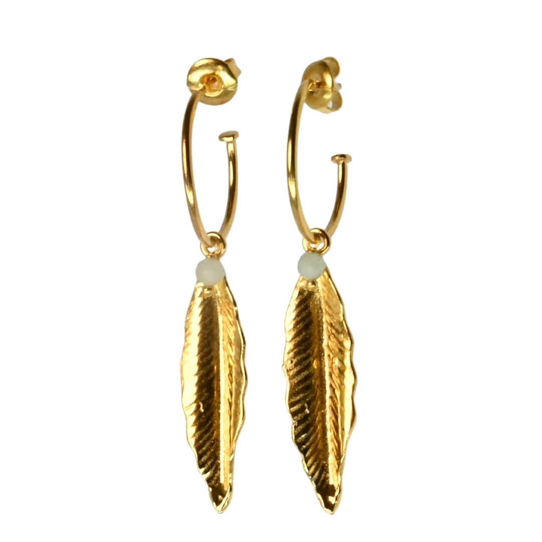 Euro Gold Gem Sleeper Earrings A310a.