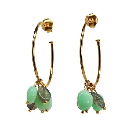 Euro Gold Gem DROP Hoop Earrings A315