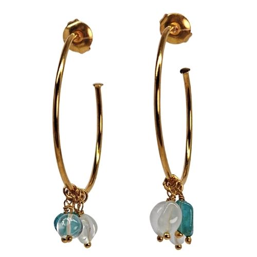 Euro Gold Gem DROP Hoop Earrings A315