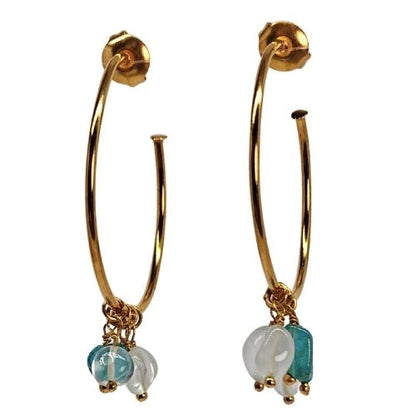 Euro Gold Gem DROP Hoop Earrings A315