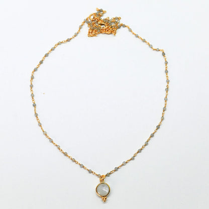 Euro Gold  Assorted Gemstones 45 cm plus 5 cm extender chain Necklace A1.