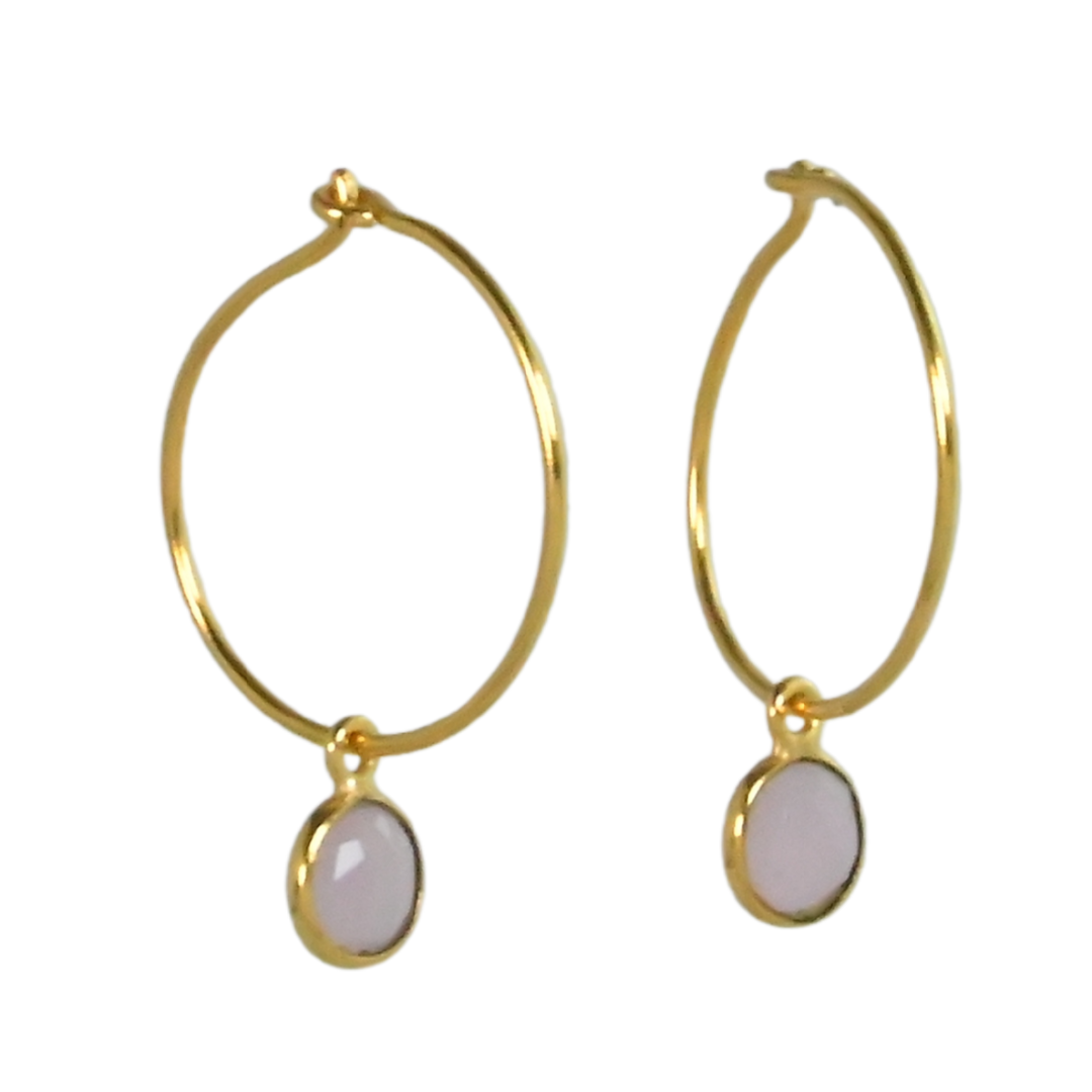 NEW! Euro Gold Gem Hoop Earrings A9a multi gems available