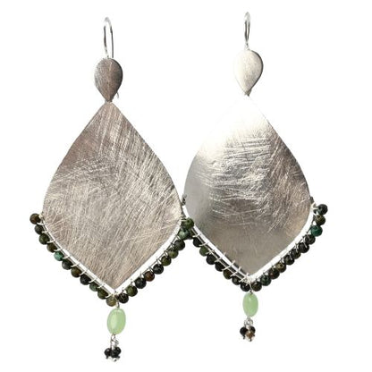 Euro Silver Gemstone Marquis Earrings- CA322