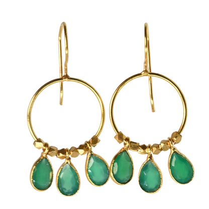 Euro Gold Gemstone Drop Earrings-A266A