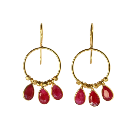 Euro Gold Gemstone Drop Earrings-A266A