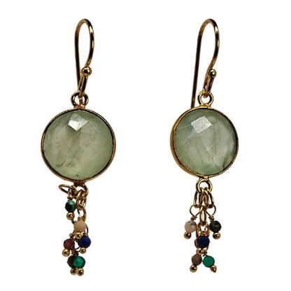 Euro Gold Gemstone Tassle Drop Earrings-A222b