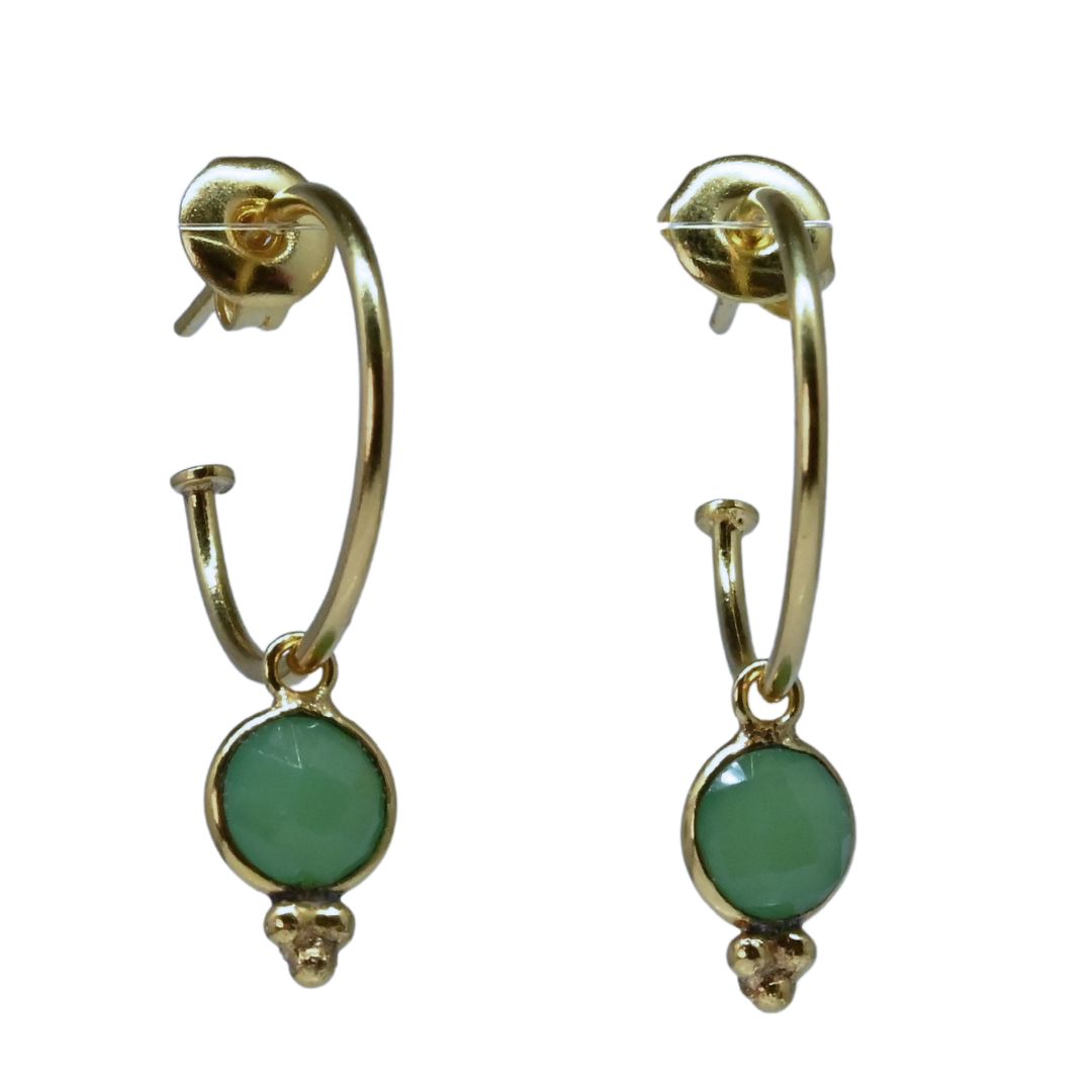 NEW! Euro Gold Gem Hoop Earrings 9C.12. multi gems available