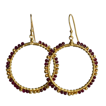 Euro Gold Gem Hoop Earrings A38A