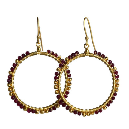 Euro Gold Gem Hoop Earrings A38A