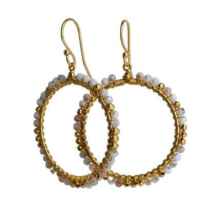 Euro Gold Gem Hoop Earrings A38A