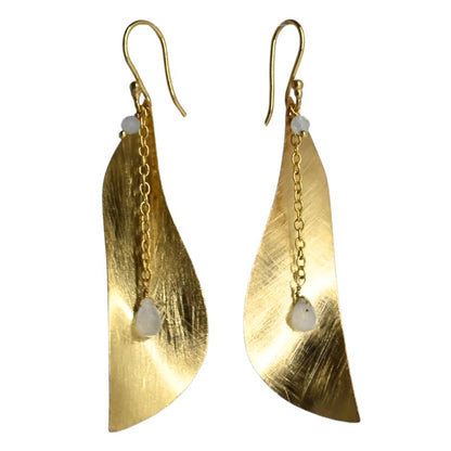 Euro Gold Gemstone Drop Earrings-A290