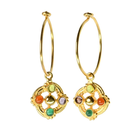 Euro Gold Gem DROP Sleeper Earrings A310.