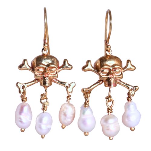 Skull with Pearls Earrings BRE34