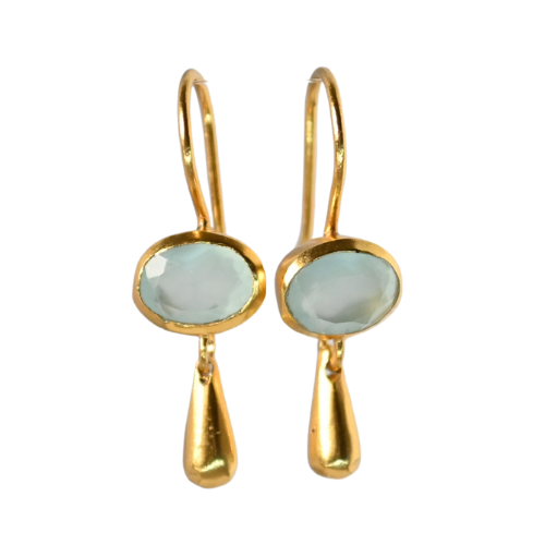 Euro Gold Gemstone Drop Earrings A302