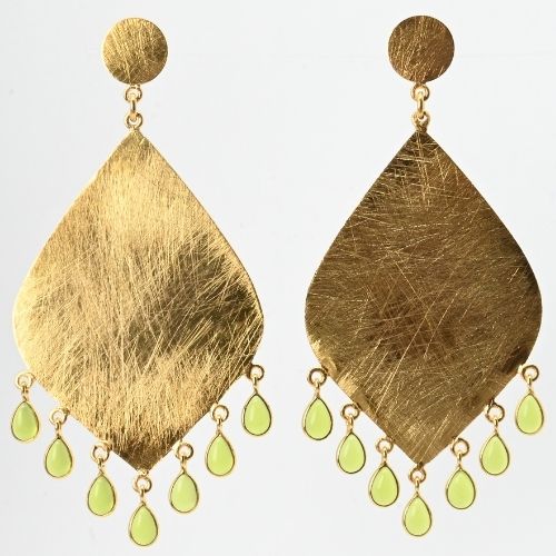 Euro Gold Gemstone Tassel Marquis Earrings- A323