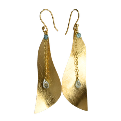 Euro Gold Gemstone Drop Earrings-A290