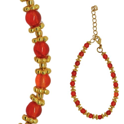 Euro Gold beaded  bracelet with gems- A351