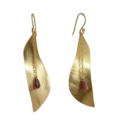 Euro Gold Gemstone Drop Earrings-A290