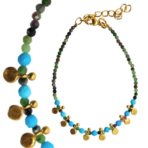 Euro Gold beaded  bracelet with gems- A352