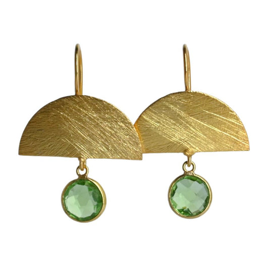 Euro Gold Gemstone Drop Earrings-A298