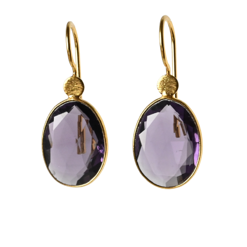 Euro Gold Gemstone Drop Earrings- A280