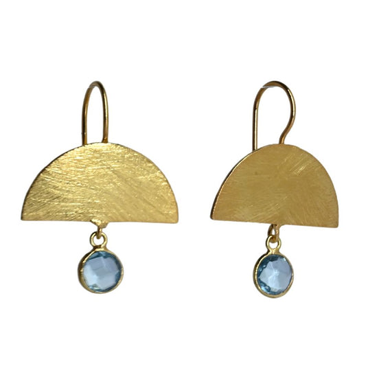 Euro Gold Gemstone Drop Earrings-A298