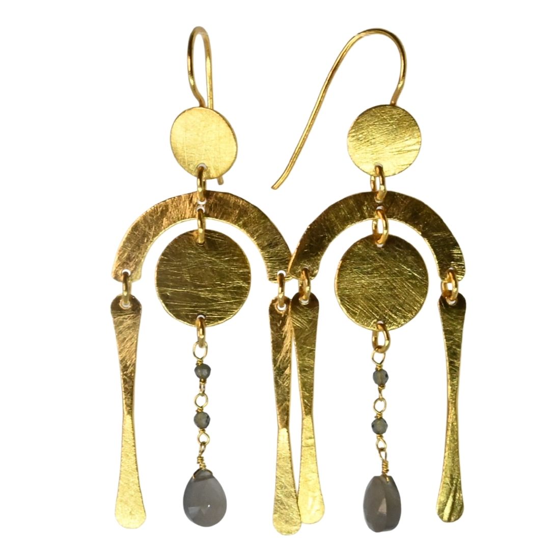 Euro Gold Gem DROP Earrings A305