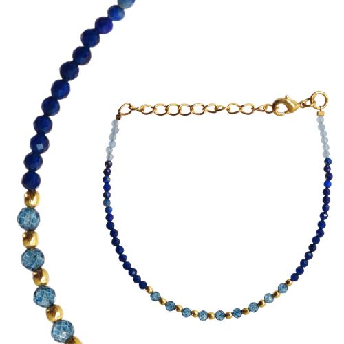 Euro Gold beaded  bracelet with gems- A1CB
