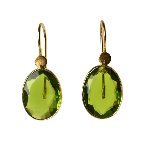 Euro Gold Gemstone Drop Earrings- A280