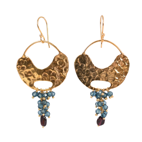 Euro Gold Gemstone Earring A379