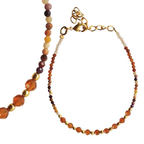 Euro Gold beaded  bracelet with gems- A1CB