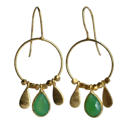 Euro Gold Gemstone Drop Earrings-A266