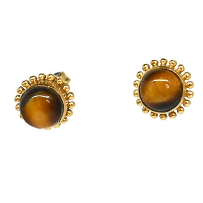 Euro Gold Gemstone Stud Earrings- A225