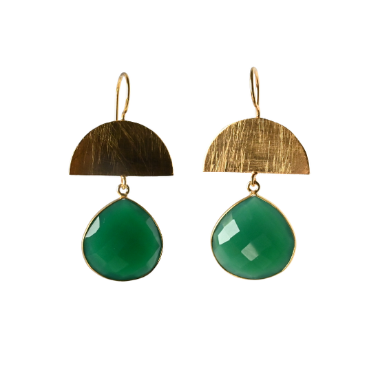 Euro Gold Gemstone Drop Earrings-A298A