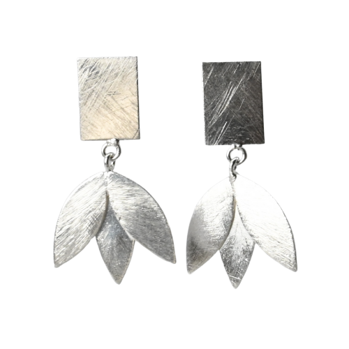 Euro  Silver Wash Lotus  Earrings C105