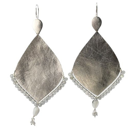 Euro Silver Gemstone Marquis Earrings- CA322