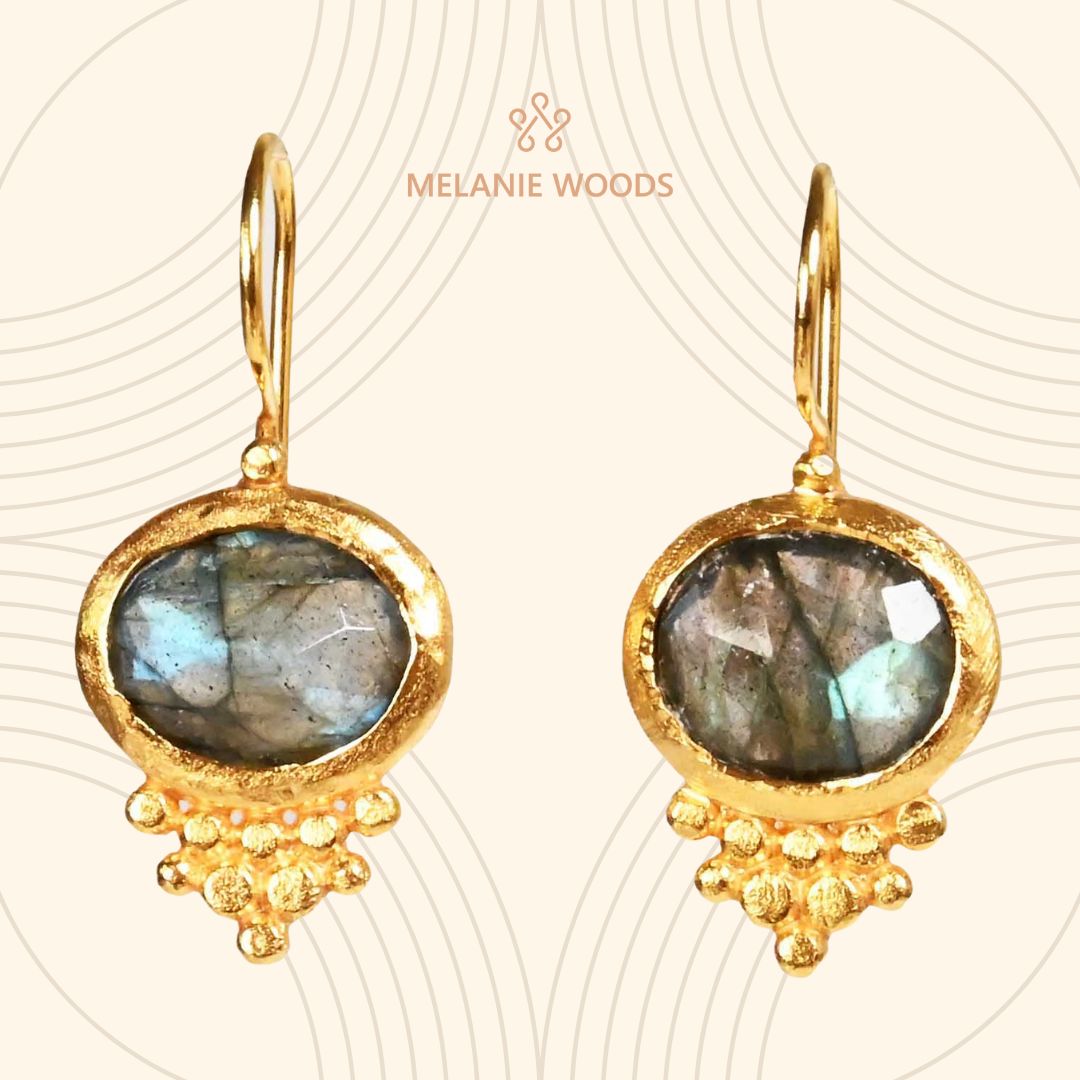 Euro Gold gemstone earrings - A238