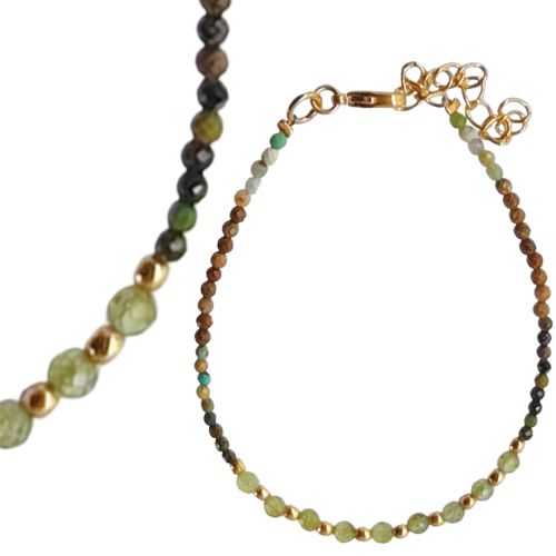 Euro Gold beaded  bracelet with gems- A1CB
