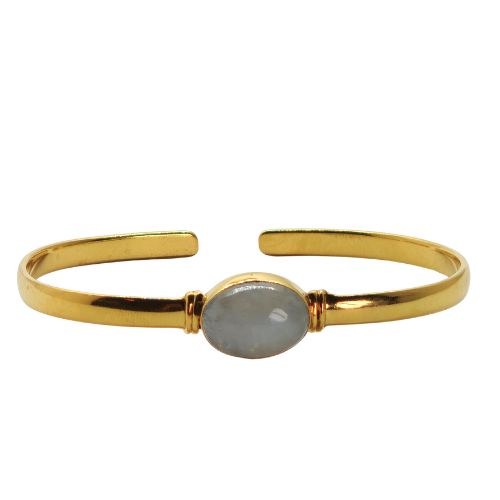 Euro Gold cuff bangle with gems- A5B
