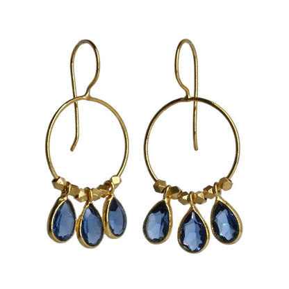 Euro Gold Gemstone Drop Earrings-A266A