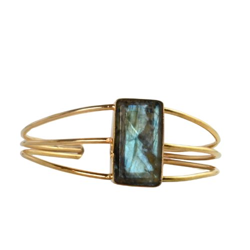 Euro Gold cuff bangle with gems- A342